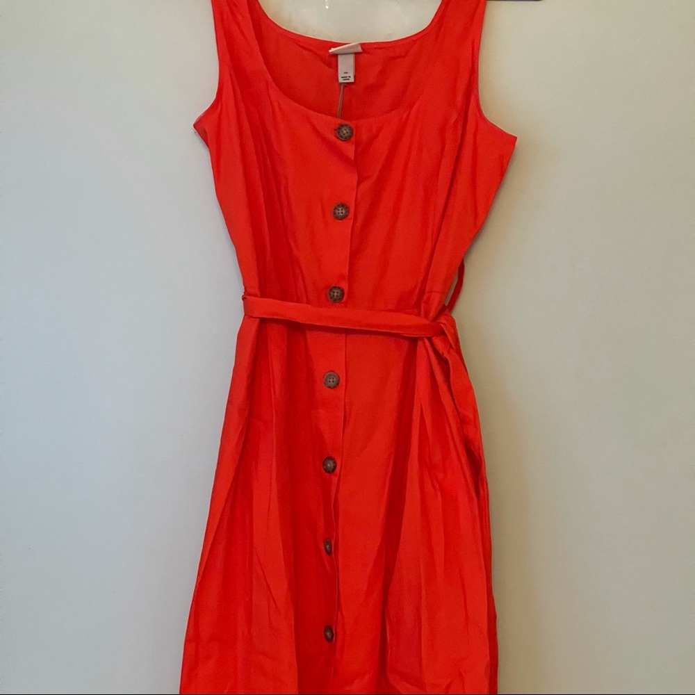 NWOT A New Day Orange Cotton Midi Sundress sz 10